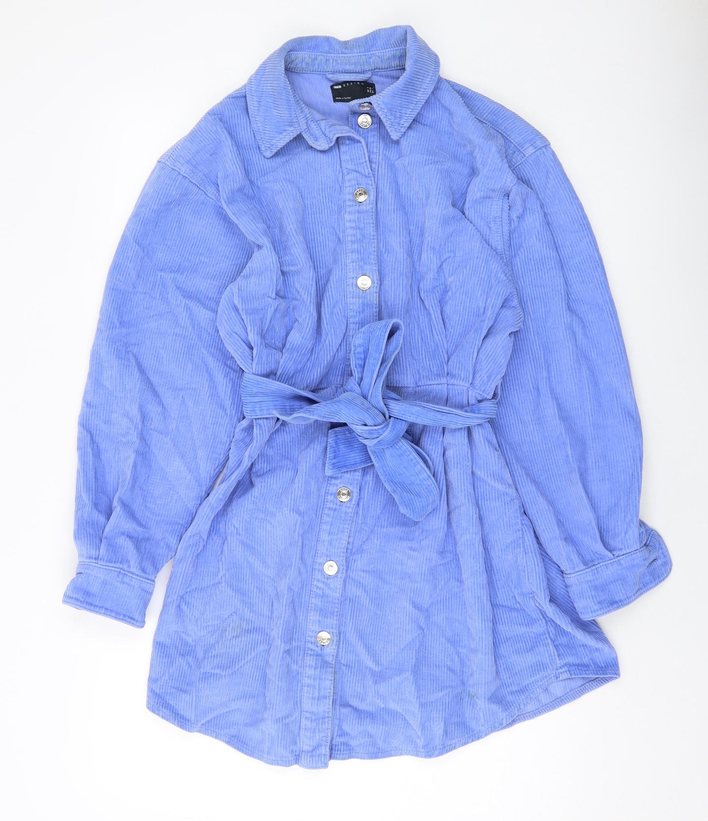 Asoso Womens Purple Cotton Shirt Dress Size 6 Collared Button