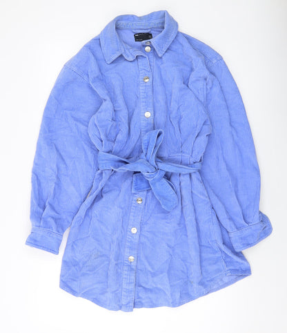Asoso Womens Purple Cotton Shirt Dress Size 6 Collared Button