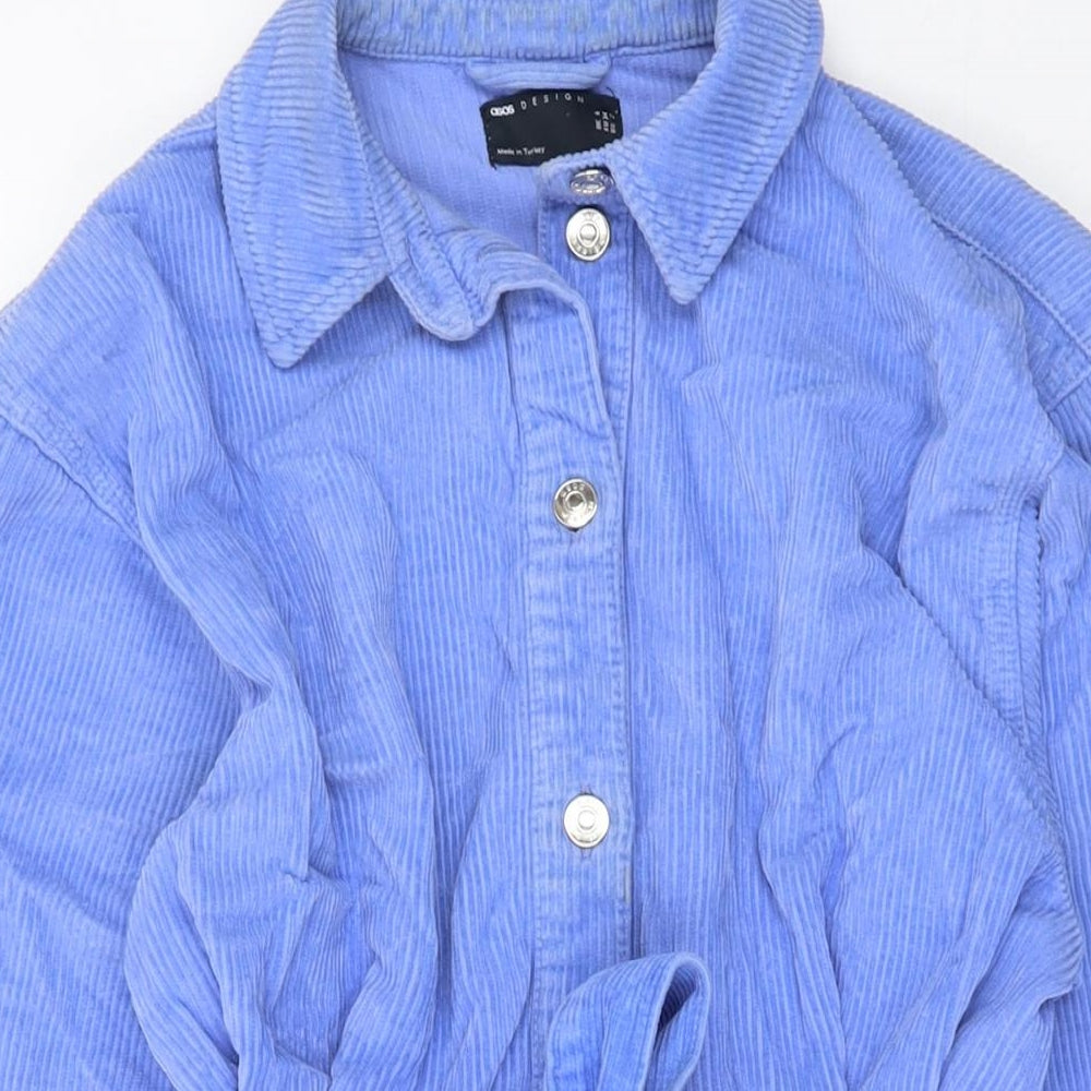 Asoso Womens Purple Cotton Shirt Dress Size 6 Collared Button