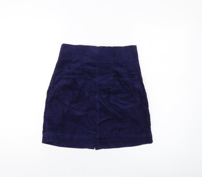 ASOS Womens Blue Cotton Mini Skirt Size 6 Button
