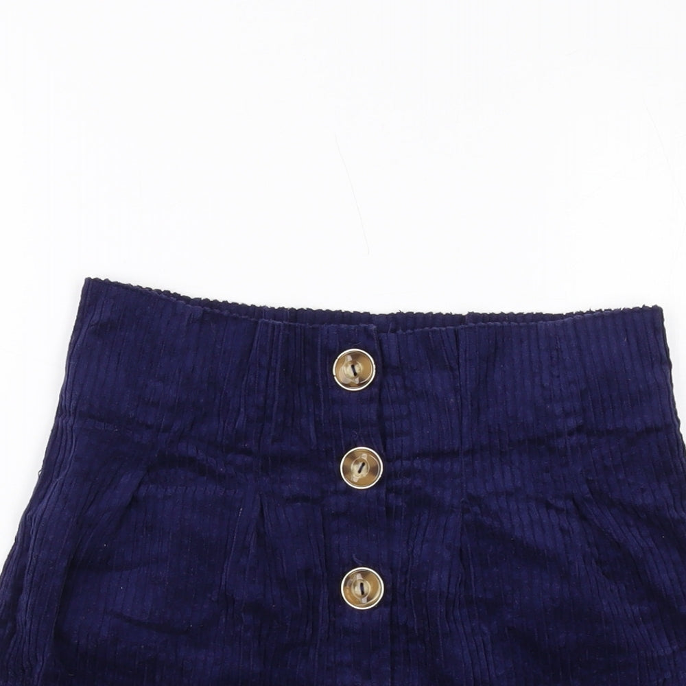 ASOS Womens Blue Cotton Mini Skirt Size 6 Button