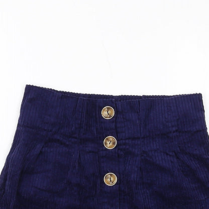 ASOS Womens Blue Cotton Mini Skirt Size 6 Button