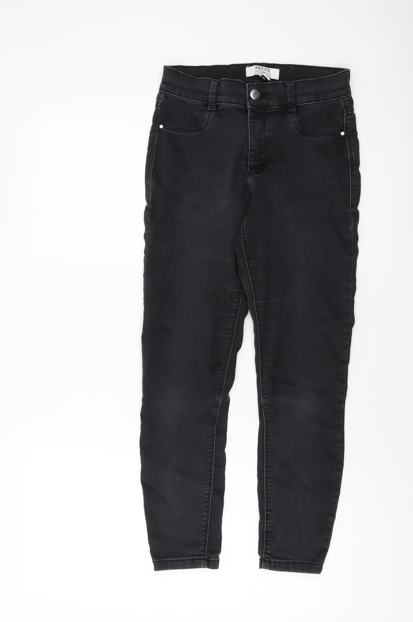 8 Womens Grey Cotton Skinny Jeans Size 8 L24 in Regular Button