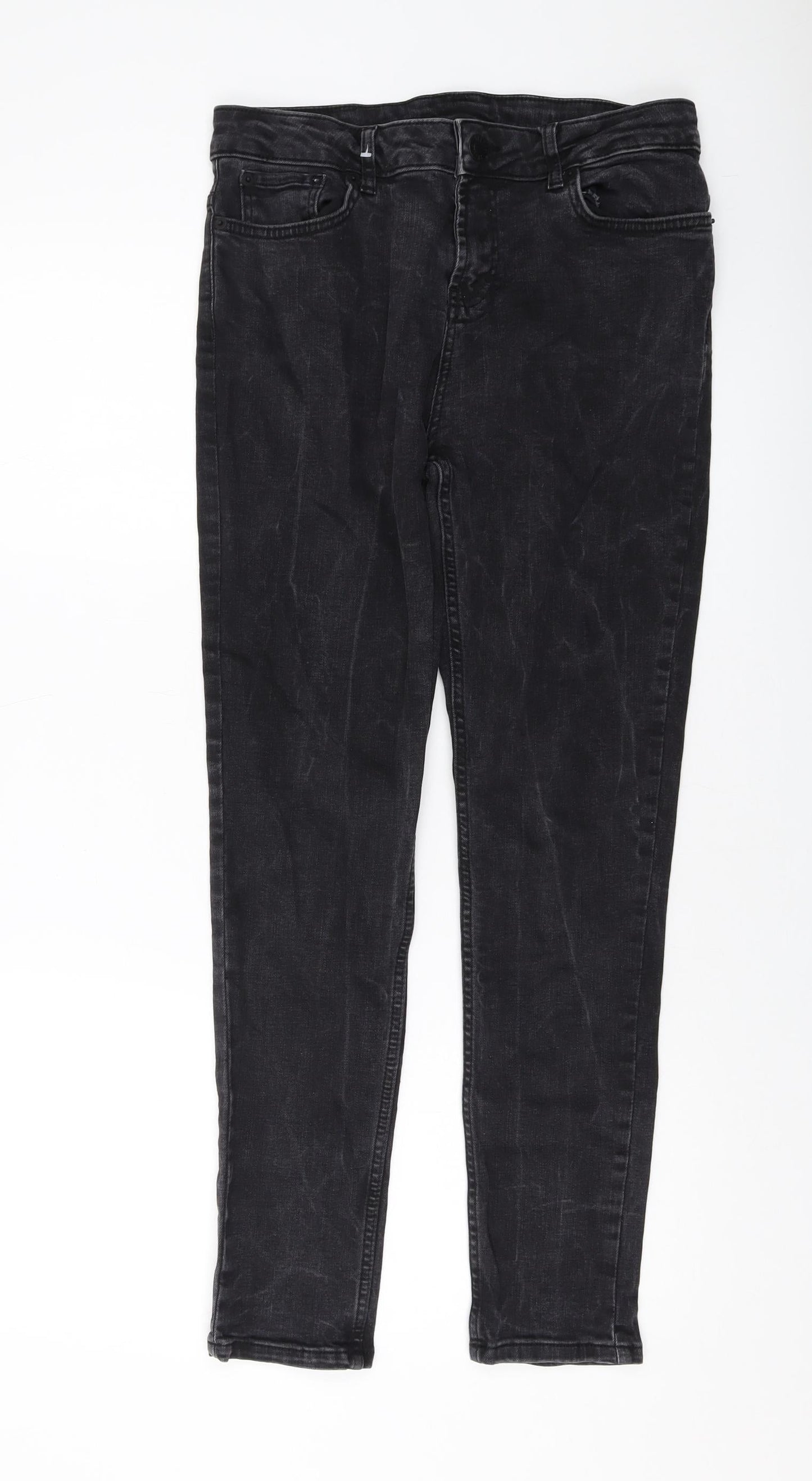 Status Womens Grey Cotton Skinny Jeans Size S L28 in Regular Button