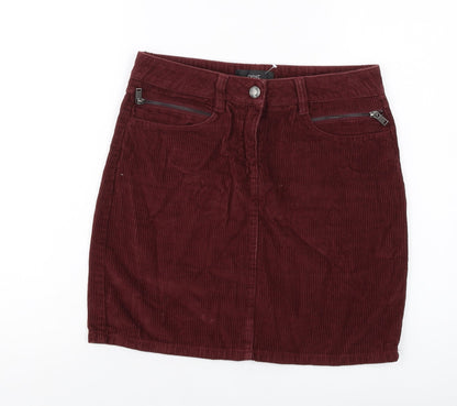 NEXT Womens Red Cotton Mini Skirt Size 8 Button