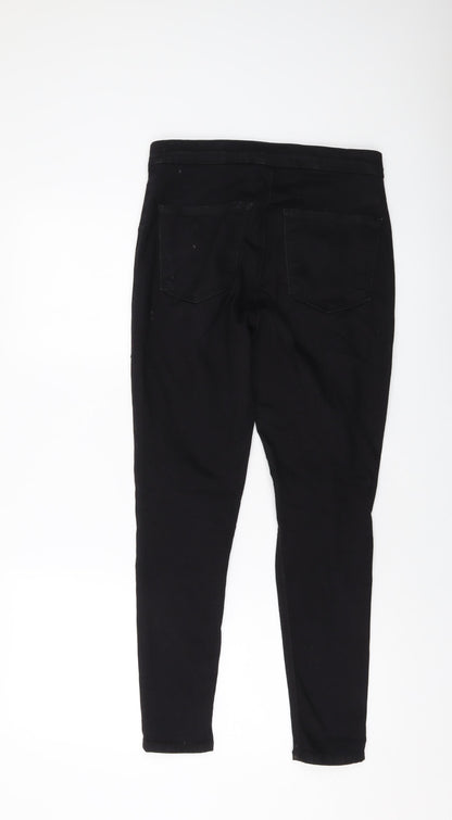 Topshop Womens Black Cotton Skinny Jeans Size 32 in L26 in Regular Button