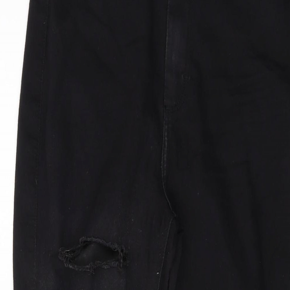 Topshop Womens Black Cotton Skinny Jeans Size 32 in L26 in Regular Button