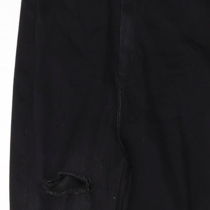 Topshop Womens Black Cotton Skinny Jeans Size 32 in L26 in Regular Button