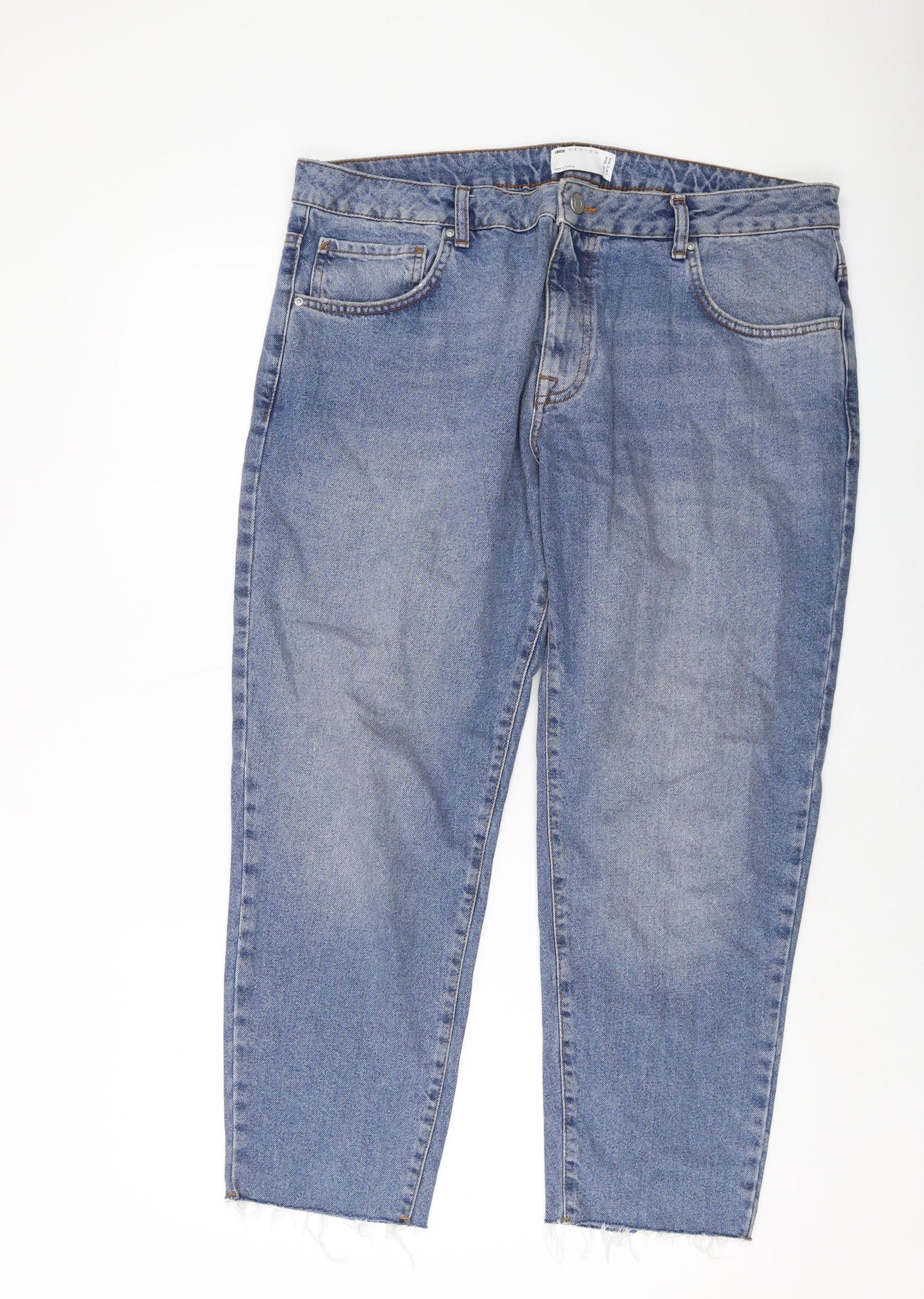 ASOS Womens Blue Cotton Mom Jeans Size 34 in L25 in Regular Button