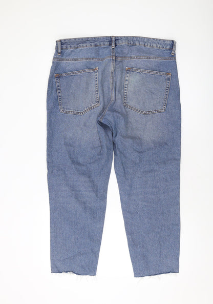 ASOS Womens Blue Cotton Mom Jeans Size 34 in L25 in Regular Button