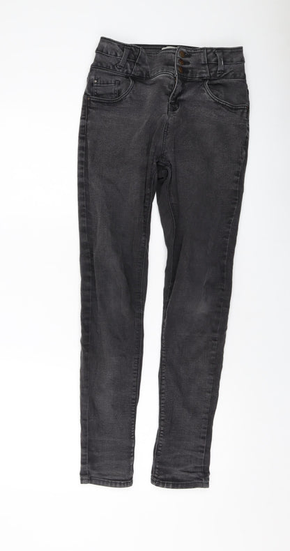 New Look Girls Grey Cotton Skinny Jeans Size 14 Years Regular Button