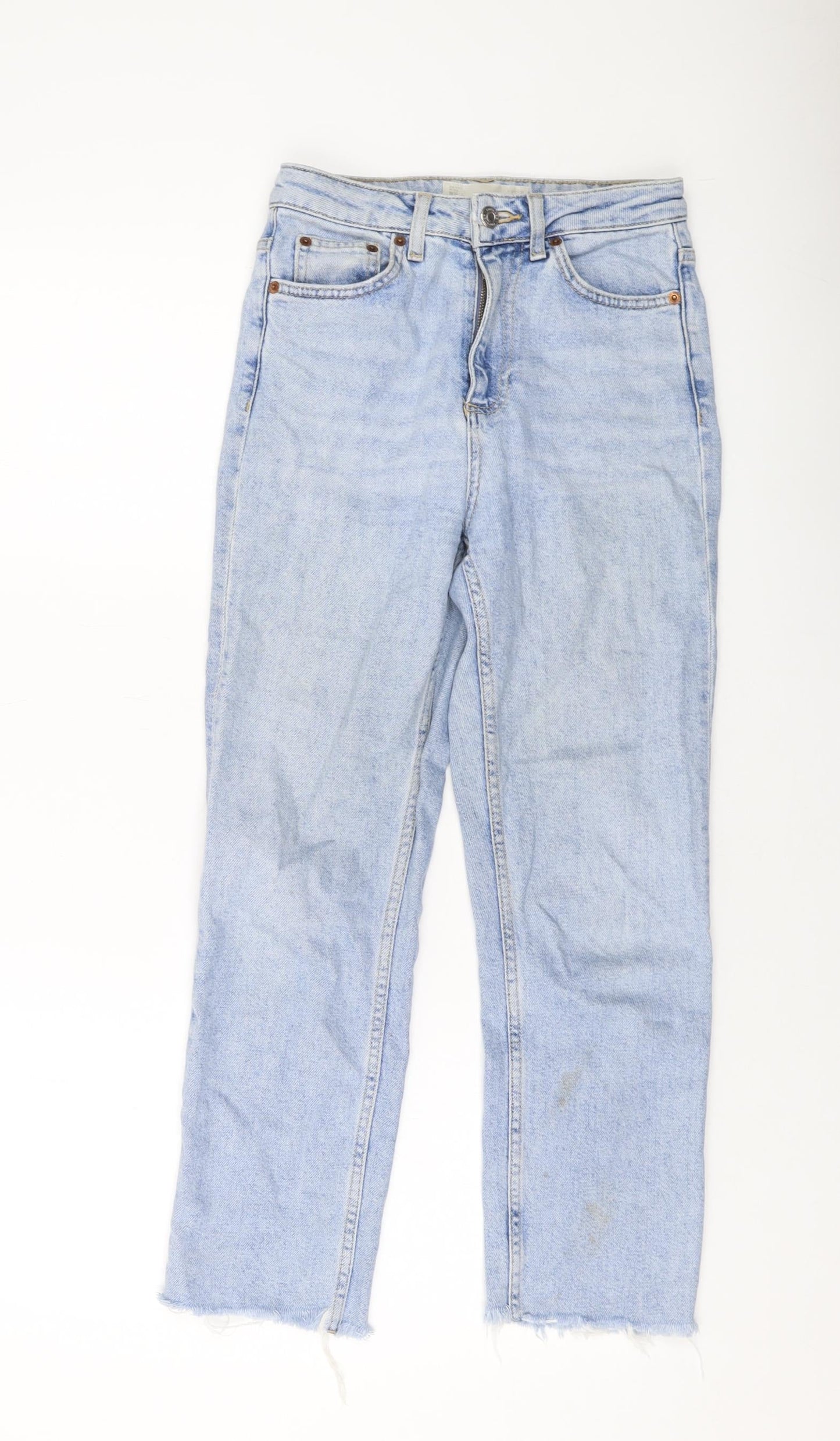 Topshop Womens Blue Cotton Straight Jeans Size 25 in L24 in Regular Button