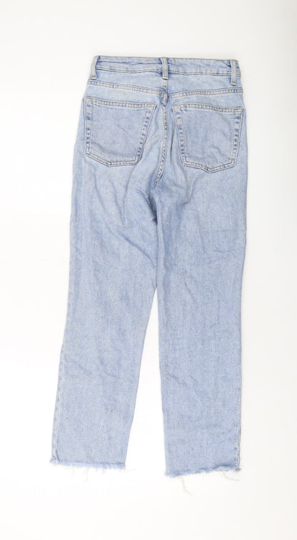 Topshop Womens Blue Cotton Straight Jeans Size 25 in L24 in Regular Button