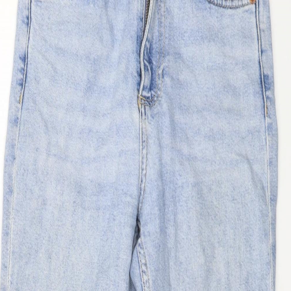 Topshop Womens Blue Cotton Straight Jeans Size 25 in L24 in Regular Button