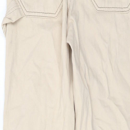 Womens UK Size 8 Stradivarius Regular Fit Straight Beige Jeans