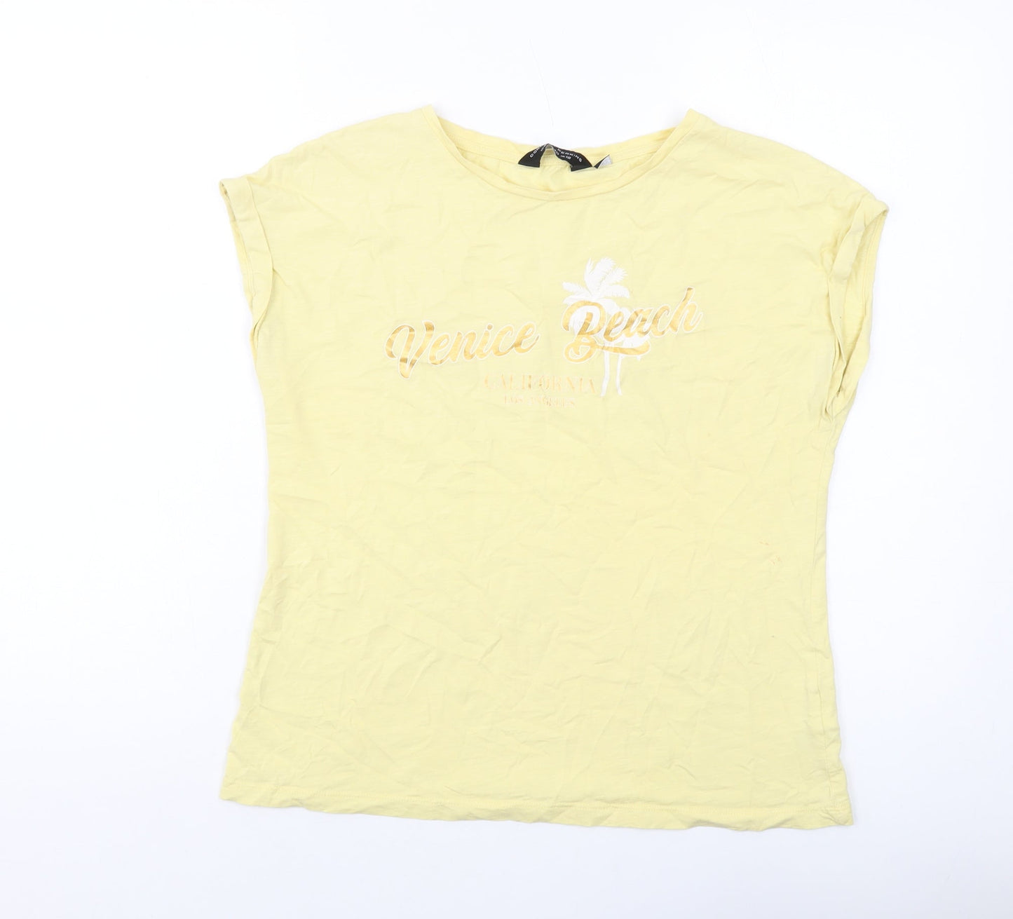 Womens UK Size 12 Dorothy Perkins Yellow Basic T-Shirt
