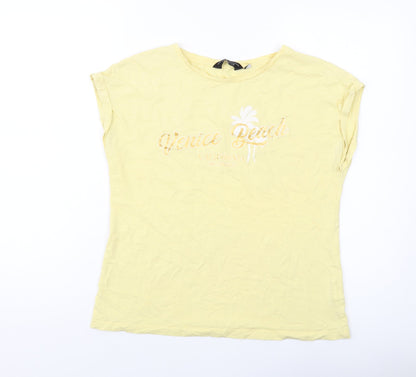 Womens UK Size 12 Dorothy Perkins Yellow Basic T-Shirt
