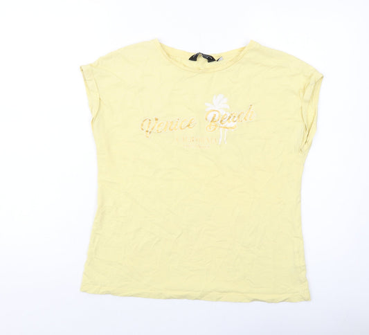 Womens UK Size 12 Dorothy Perkins Yellow Basic T-Shirt