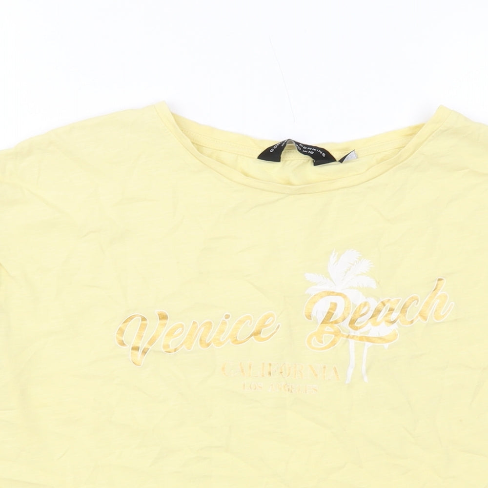 Womens UK Size 12 Dorothy Perkins Yellow Basic T-Shirt