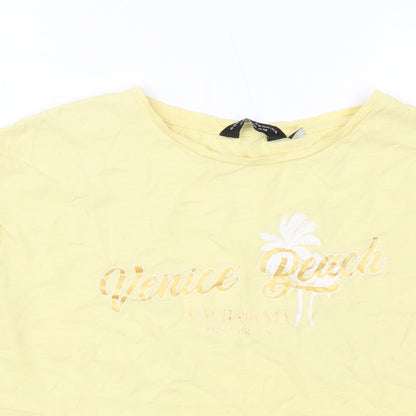 Womens UK Size 12 Dorothy Perkins Yellow Basic T-Shirt