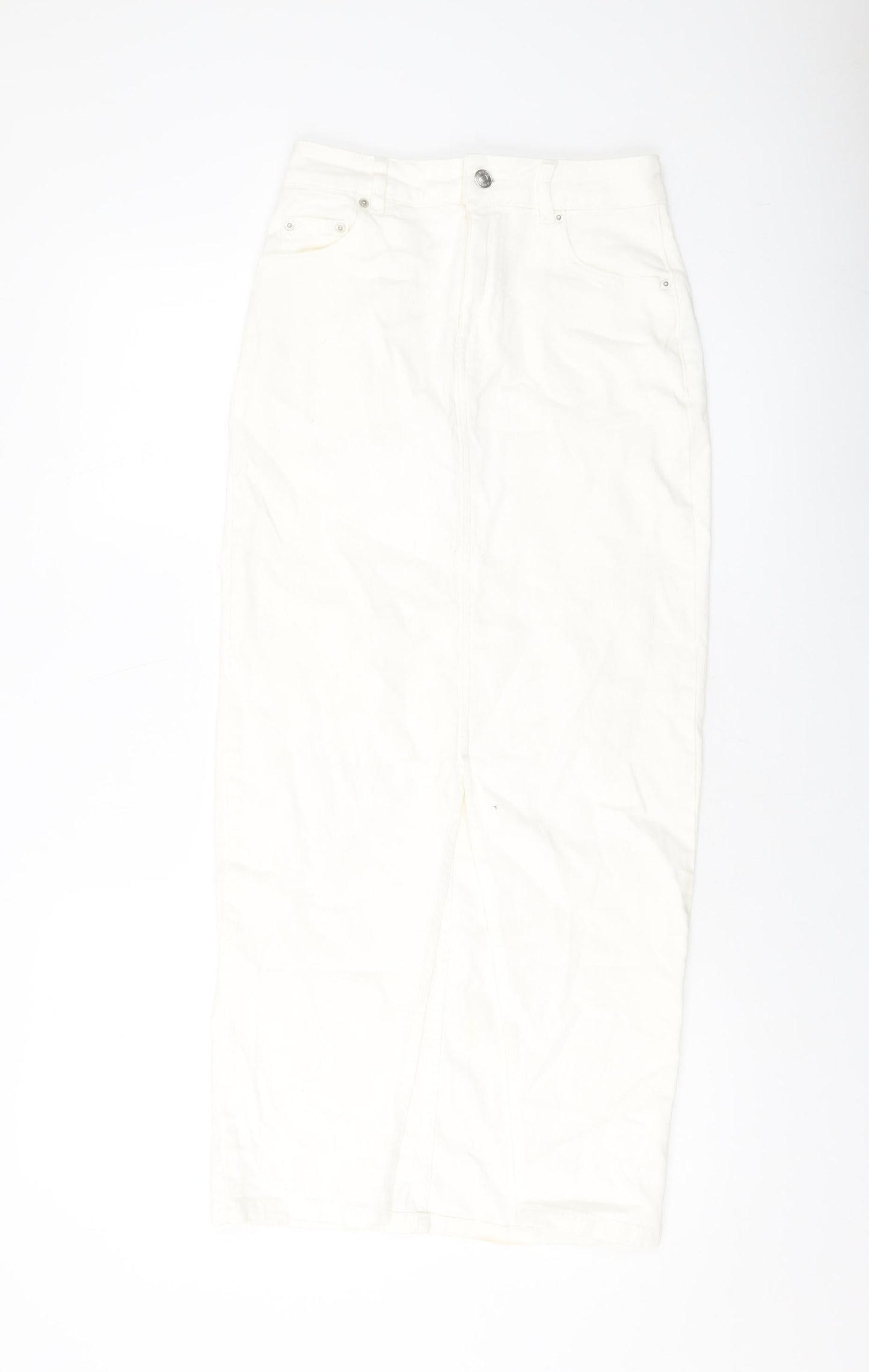 ASOS Womens Ivory Cotton Straight & Pencil Skirt Size 6 Button