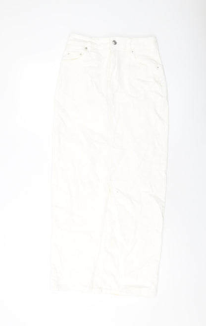 ASOS Womens Ivory Cotton Straight & Pencil Skirt Size 6 Button