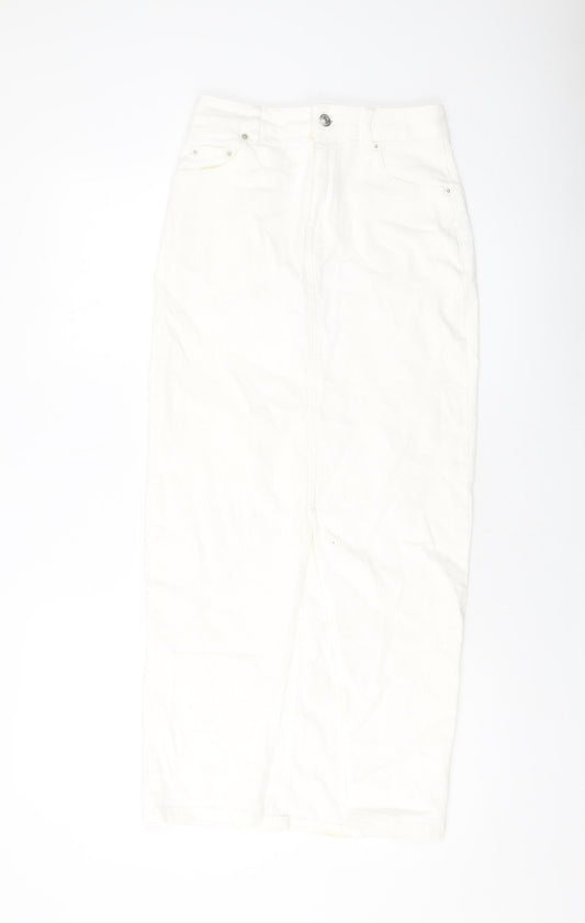 ASOS Womens Ivory Cotton Straight & Pencil Skirt Size 6 Button
