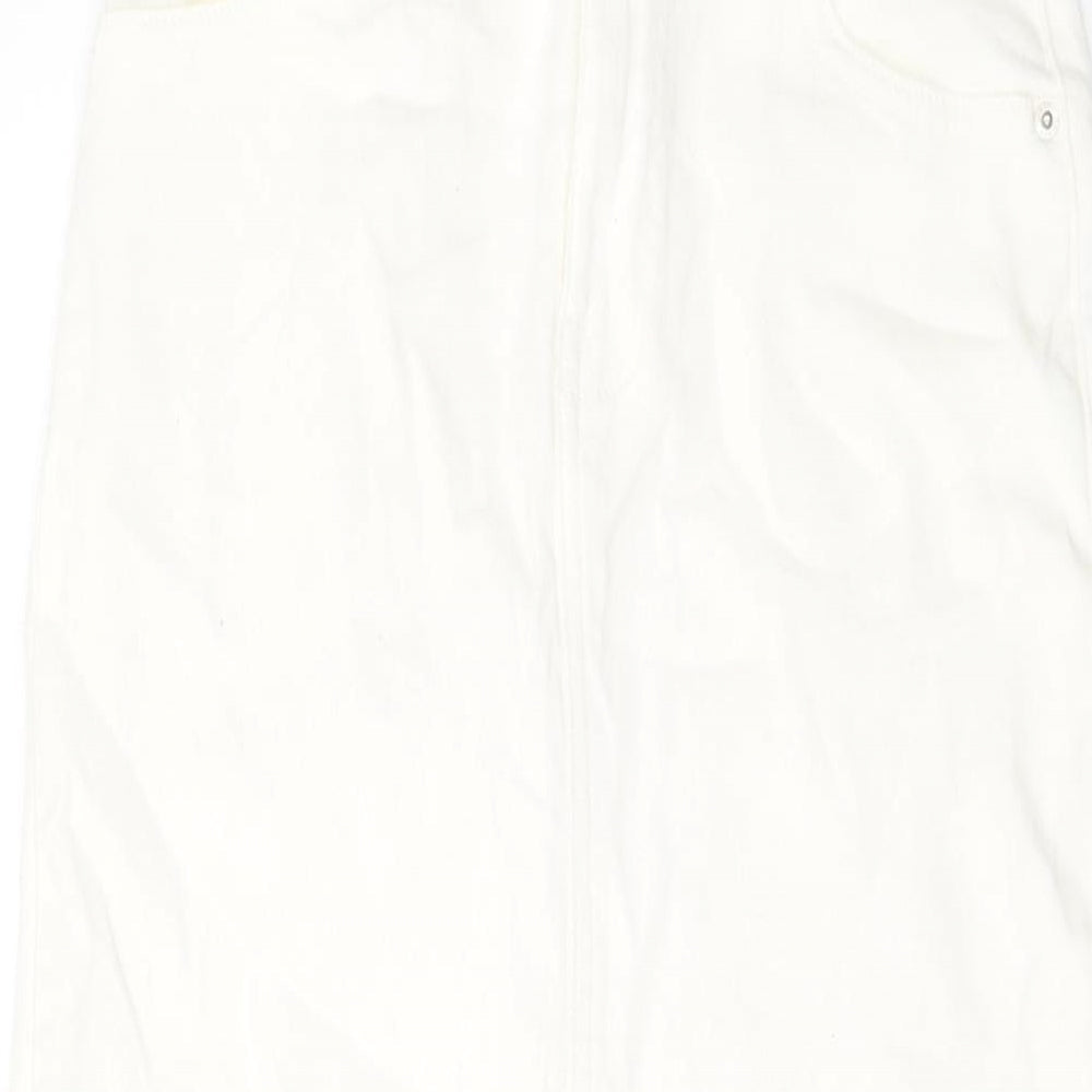 ASOS Womens Ivory Cotton Straight & Pencil Skirt Size 6 Button
