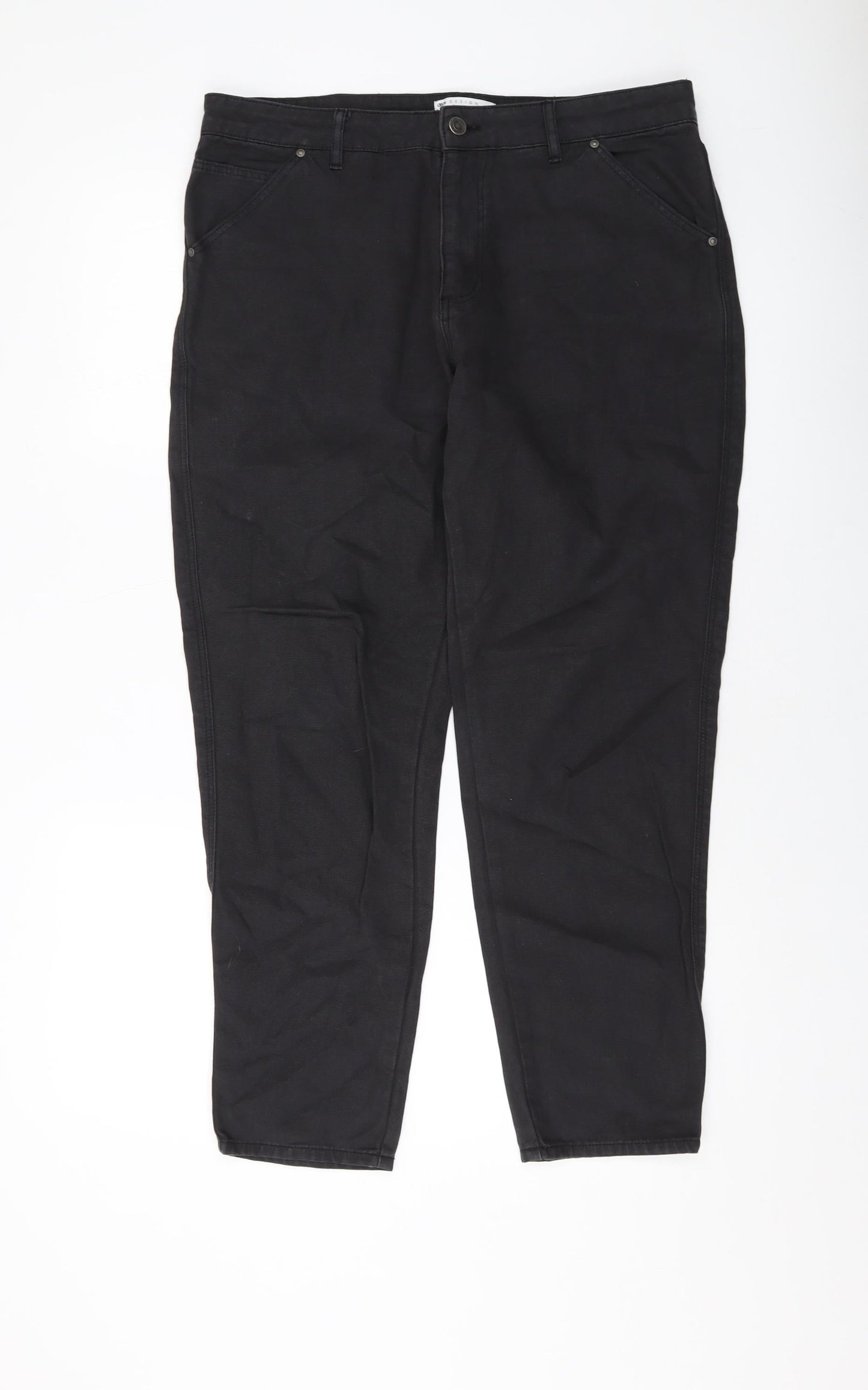 ASOS Womens Black Cotton Mom Jeans Size 34 in L27 in Regular Button