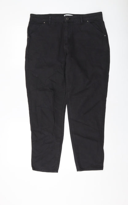 ASOS Womens Black Cotton Mom Jeans Size 34 in L27 in Regular Button