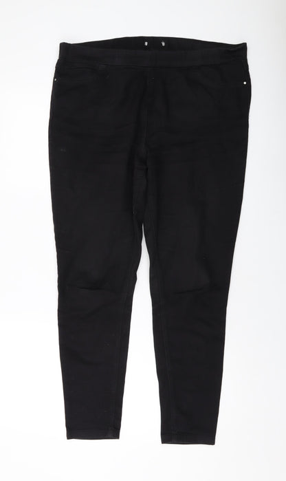Tulchan Womens Black Cotton Jegging Jeans Size 16 L28 in Regular