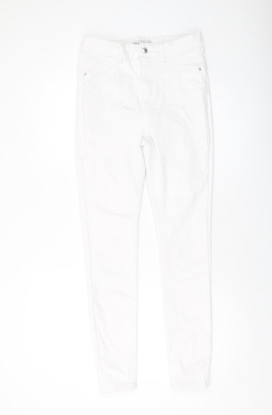 Denim & Co. Womens White Cotton Skinny Jeans Size 12 L28 in Regular Button