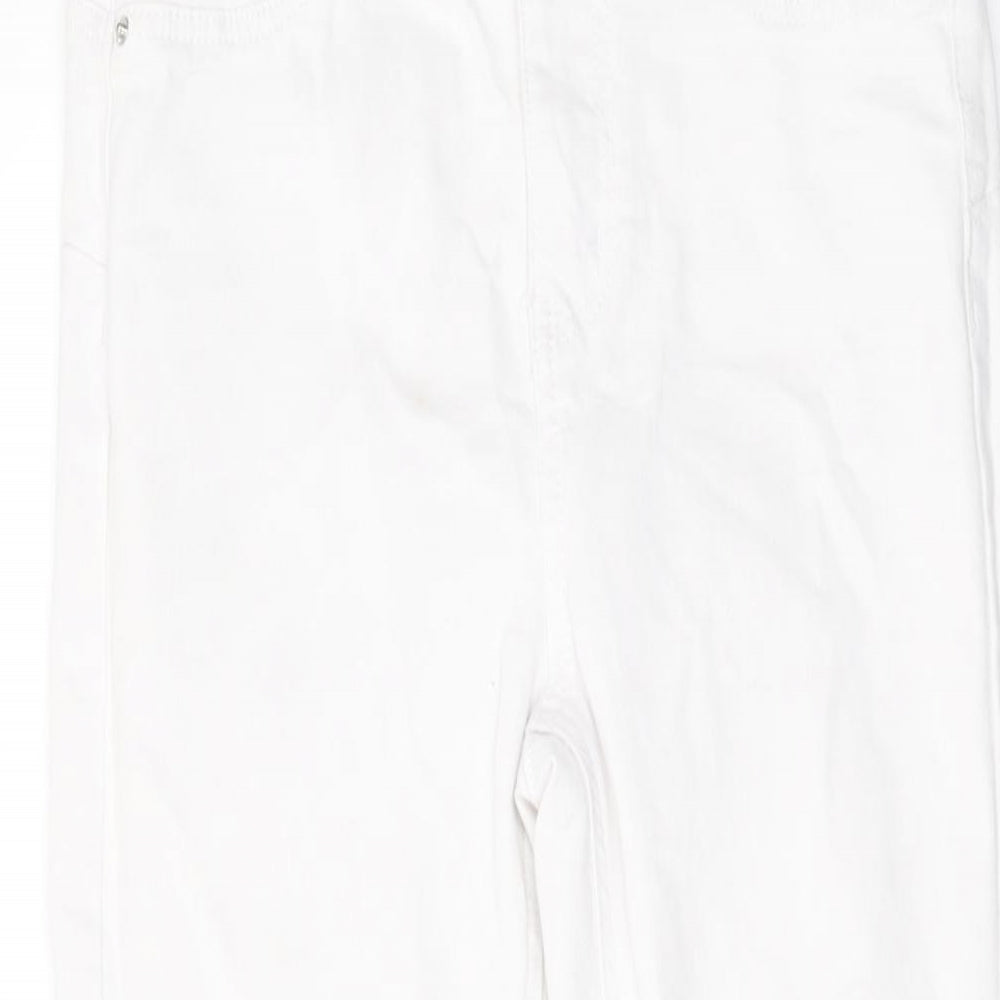 Denim & Co. Womens White Cotton Skinny Jeans Size 12 L28 in Regular Button