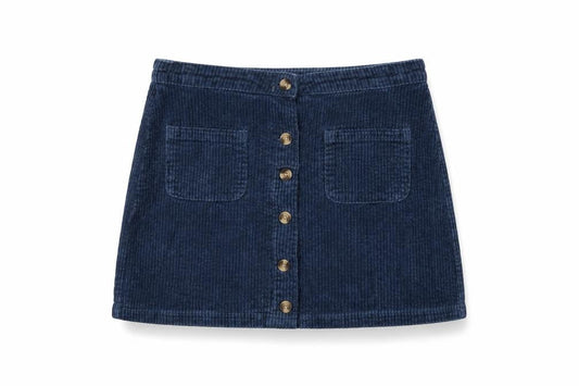 Next Girls Blue Cotton A-Line Skirt Size 11 Years Regular Button