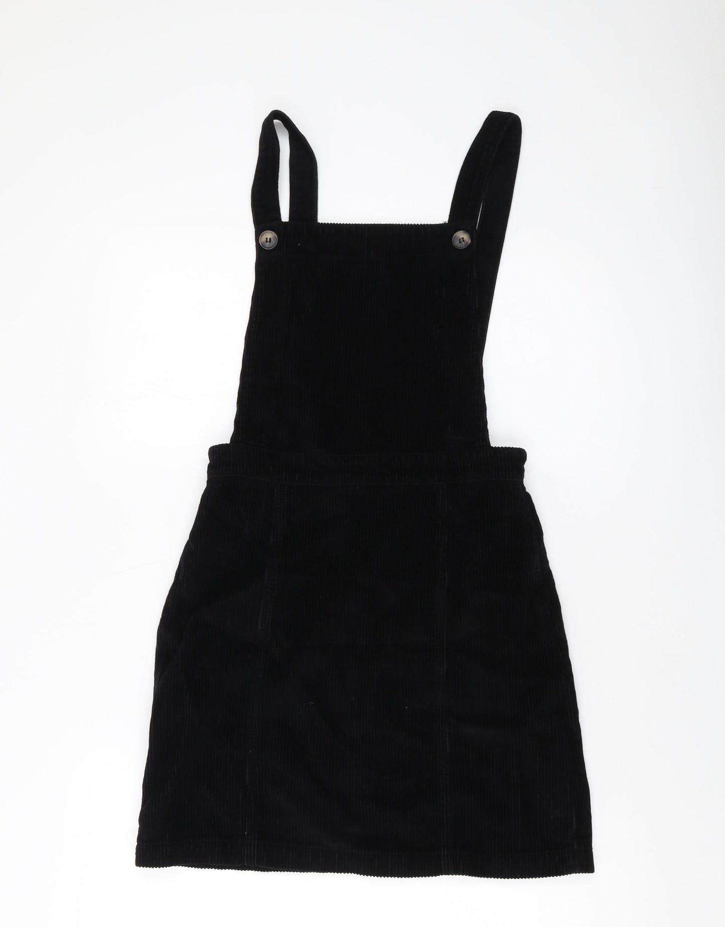 Topshop Womens Beige Cotton Pinafore/Dungaree Dress Size 8 Square Neck Zip