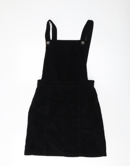 Topshop Womens Beige Cotton Pinafore/Dungaree Dress Size 8 Square Neck Zip