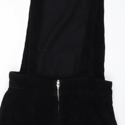 Topshop Womens Beige Cotton Pinafore/Dungaree Dress Size 8 Square Neck Zip