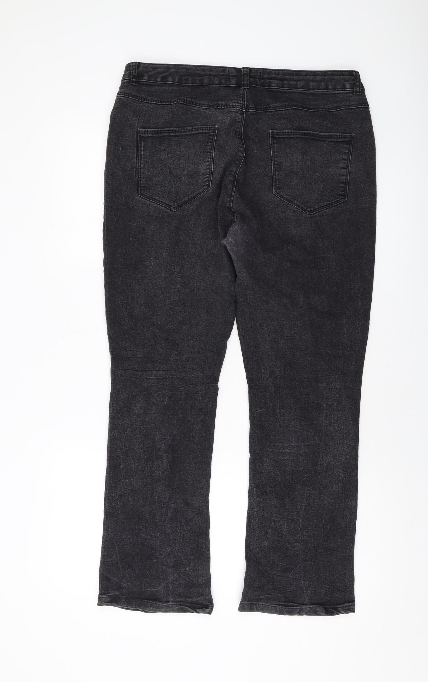 Dorothy Perkins Womens Grey Cotton Boyfriend Jeans Size 16 L27 in Regular Button