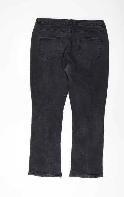 Dorothy Perkins Womens Grey Cotton Boyfriend Jeans Size 16 L27 in Regular Button