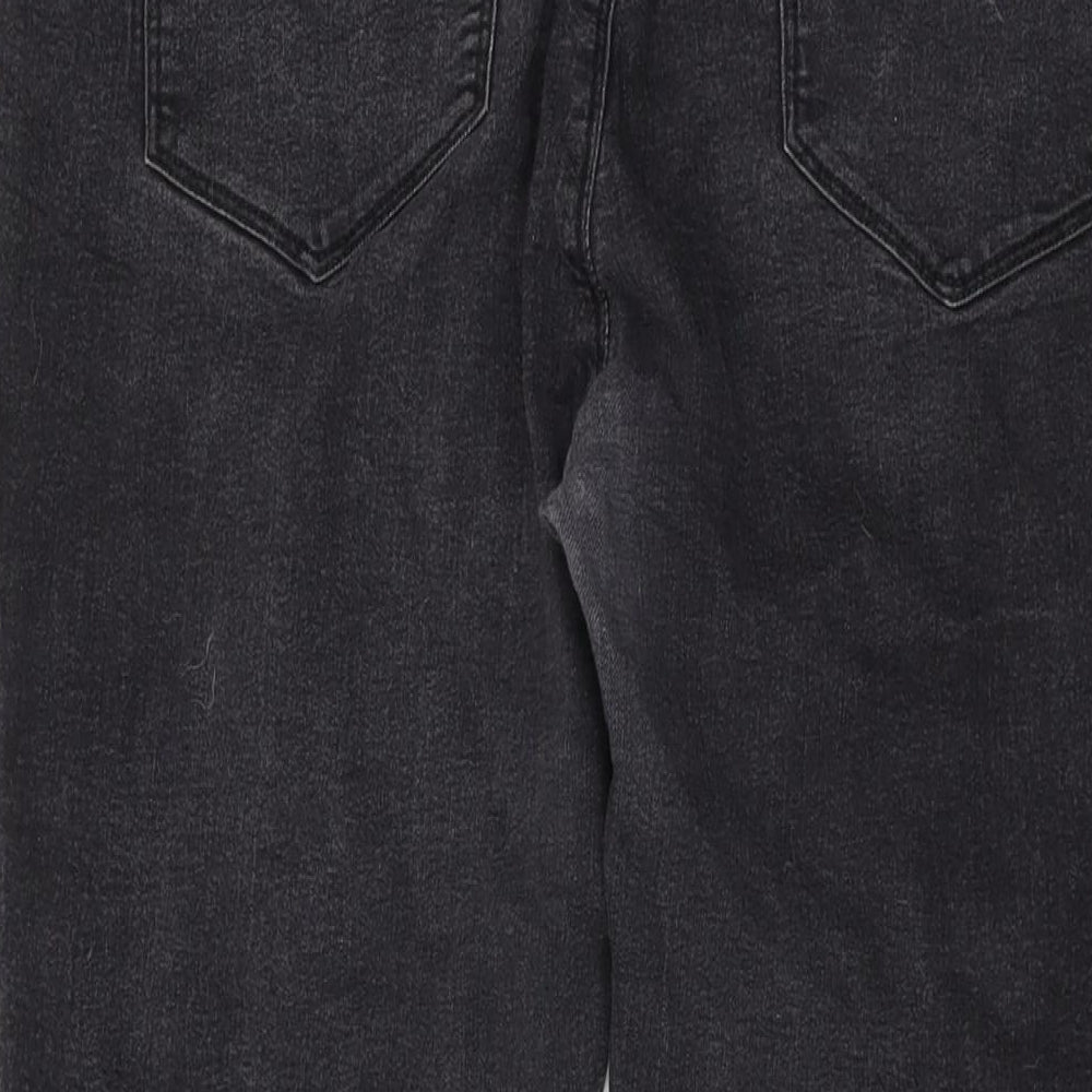 Dorothy Perkins Womens Grey Cotton Boyfriend Jeans Size 16 L27 in Regular Button