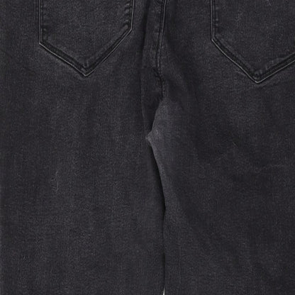 Dorothy Perkins Womens Grey Cotton Boyfriend Jeans Size 16 L27 in Regular Button