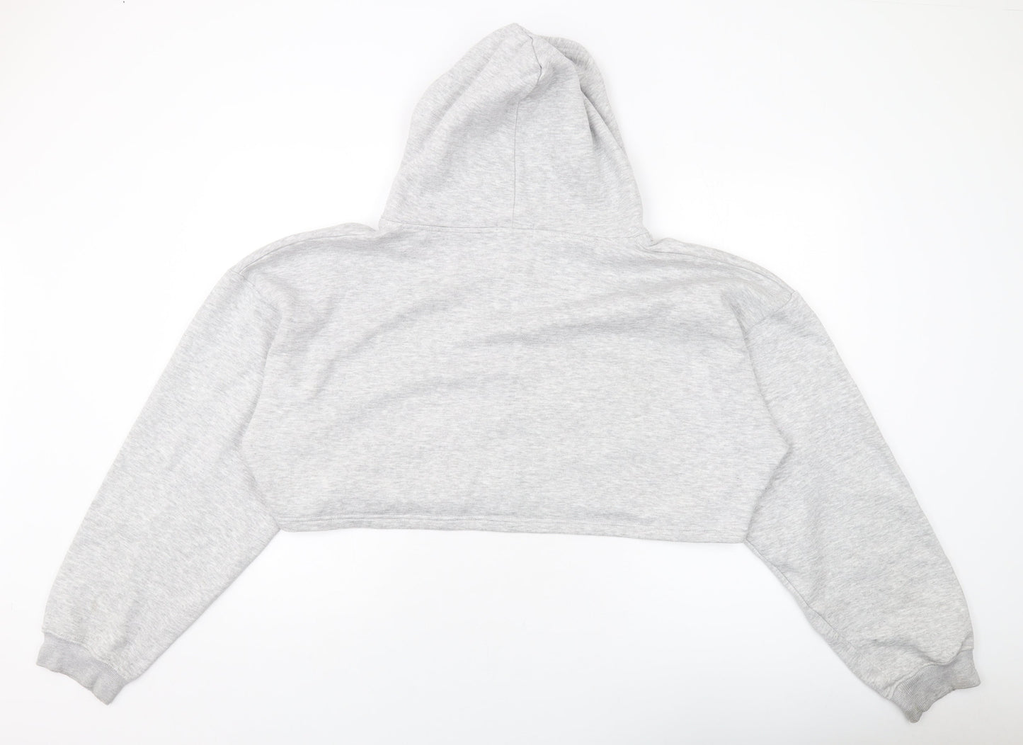 PRETTYLITTLETHING Womens Grey Cotton Full Zip Hoodie Size L Zip