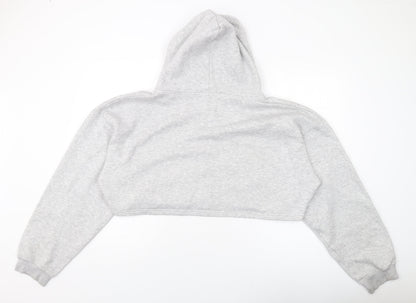 PRETTYLITTLETHING Womens Grey Cotton Full Zip Hoodie Size L Zip