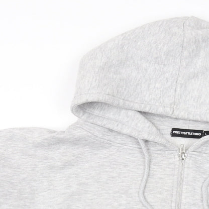 PRETTYLITTLETHING Womens Grey Cotton Full Zip Hoodie Size L Zip