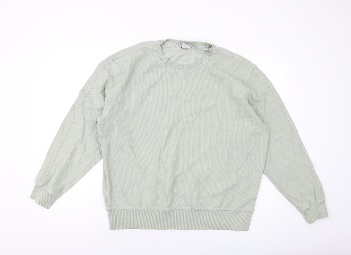 Zara Mens Green Cotton Pullover Sweatshirt Size L