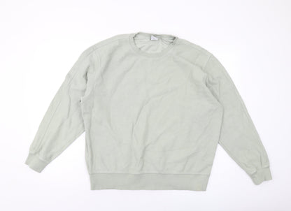 Zara Mens Green Cotton Pullover Sweatshirt Size L