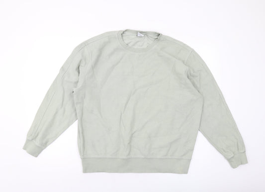 Zara Mens Green Cotton Pullover Sweatshirt Size L