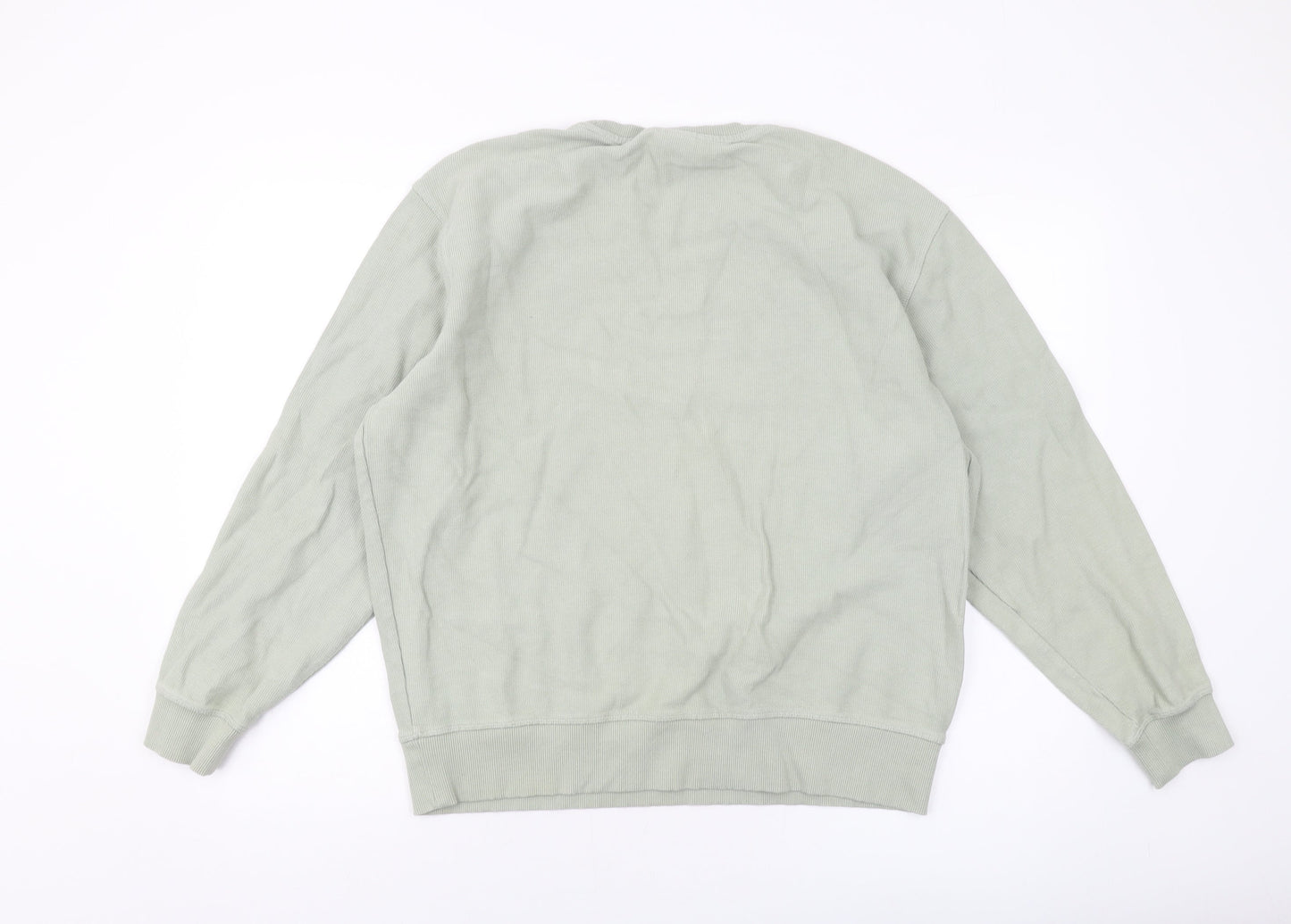 Zara Mens Green Cotton Pullover Sweatshirt Size L