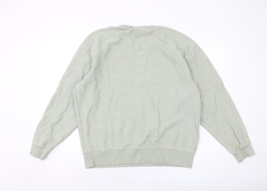 Zara Mens Green Cotton Pullover Sweatshirt Size L