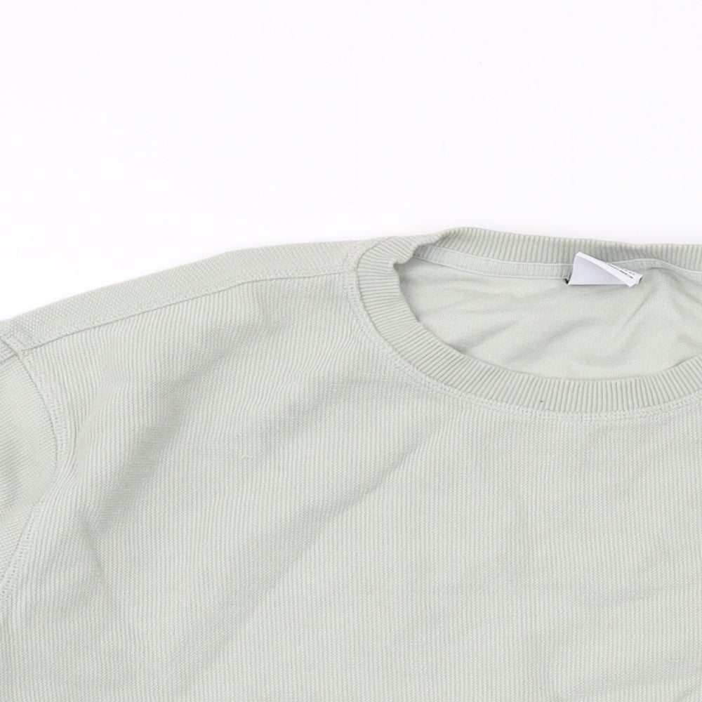 Zara Mens Green Cotton Pullover Sweatshirt Size L